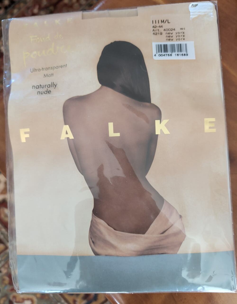 FALKE Naturally Nude Ultra-Transparent Matte Tights Size M/L Fond de Poudre